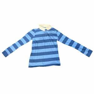 Blue Striped Long Sleeve Rugby Polo Shirt